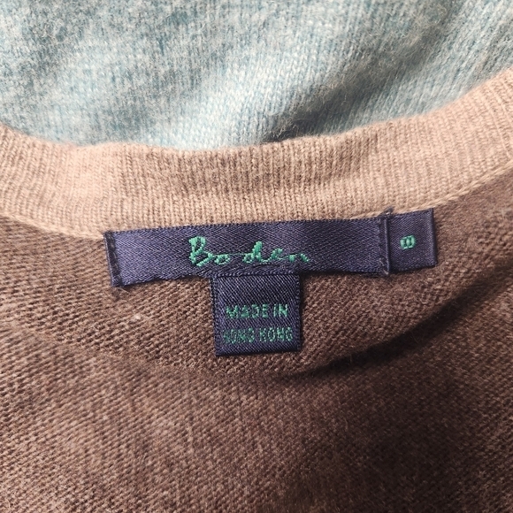 Boden Wool Blend Tunic Sweater Aqua Brown Sz. M - Picture 3 of 8